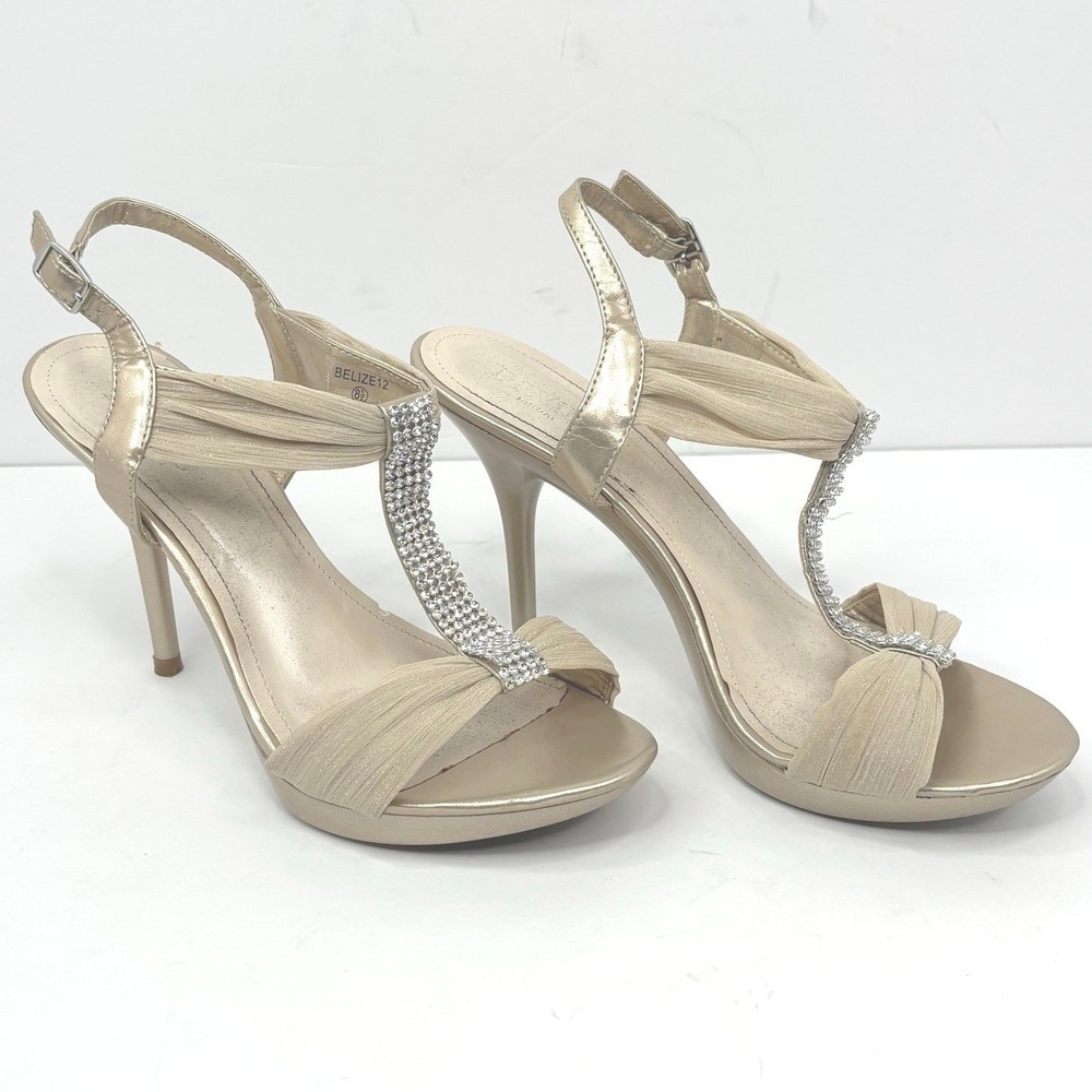 Champagne Rhinestone Evening Heels 8.5